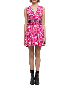 The Kooples Summer Party Silk Fit And Flare Dress In Pink