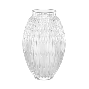 Shop Lalique Plumes Vase In Clear, Large