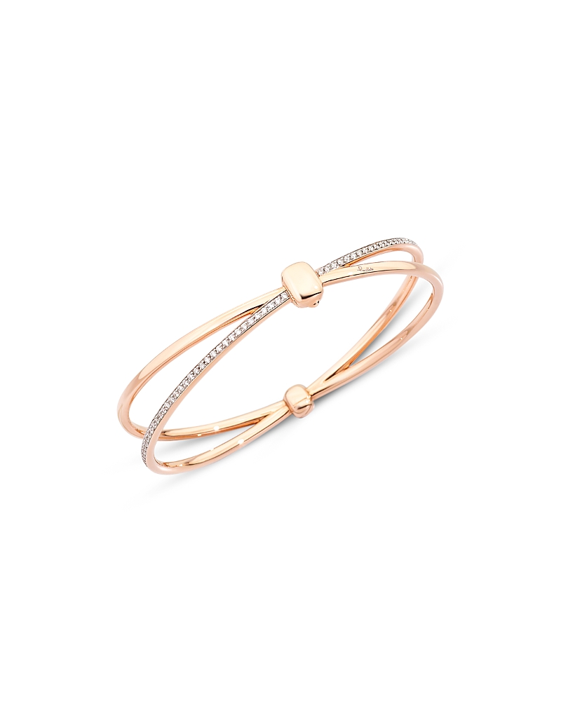 Pomellato 18k Rose Gold Iconica Diamond Crossover Bangle Bracelet In Pink