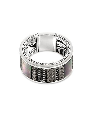 John Hardy Black Rhodium Plated Sterling Silver Classic Chain Multi Stone Band In Black/silver