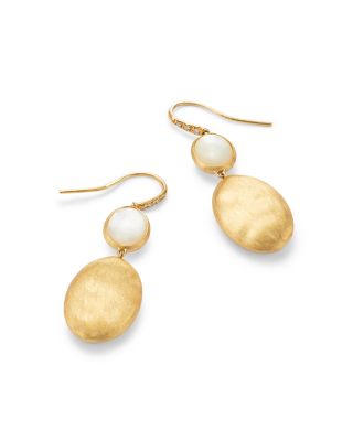 18K White & Yellow Gold Siviglia Mother of Pearl & Diamond Oval Drop Earrings