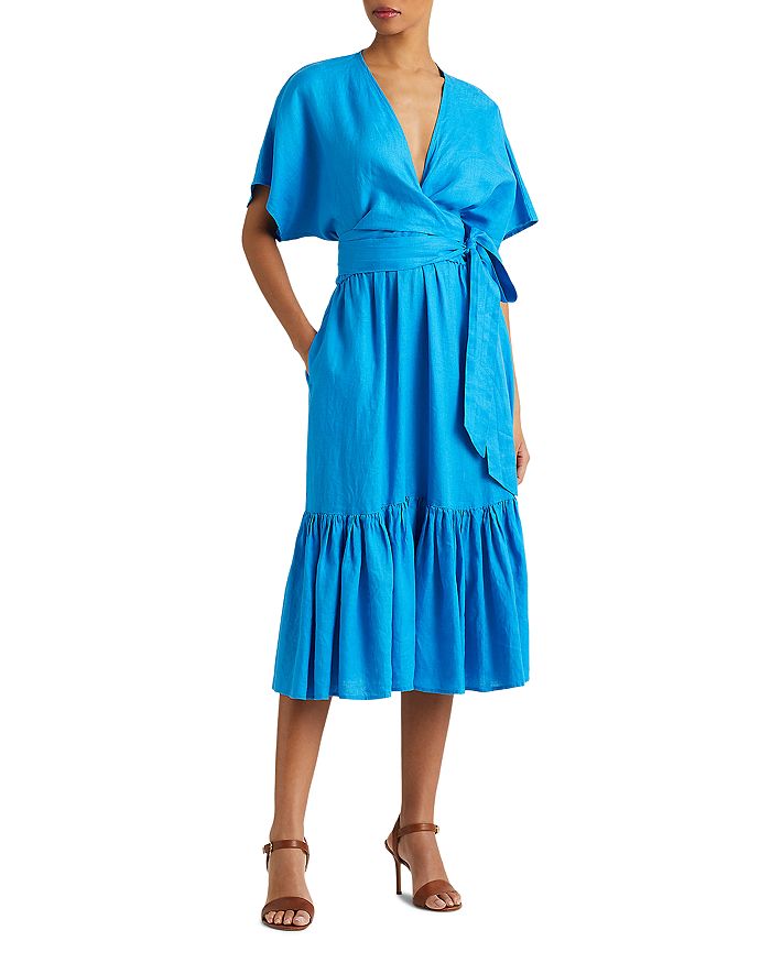Ralph Lauren Linen Wrap Style Midi Dress Bloomingdale's