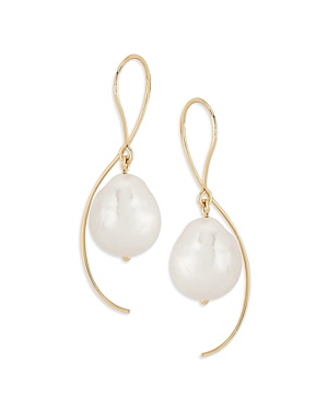 Bloomingdale's 14k Yellow Gold Cultured Freshwater Baroque Pearl Drop Earrings - 100% Exclusive In White/gold