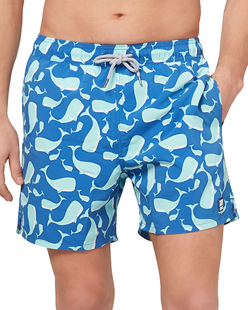 Tom & Teddy Whale Print 6 Swim Trunks