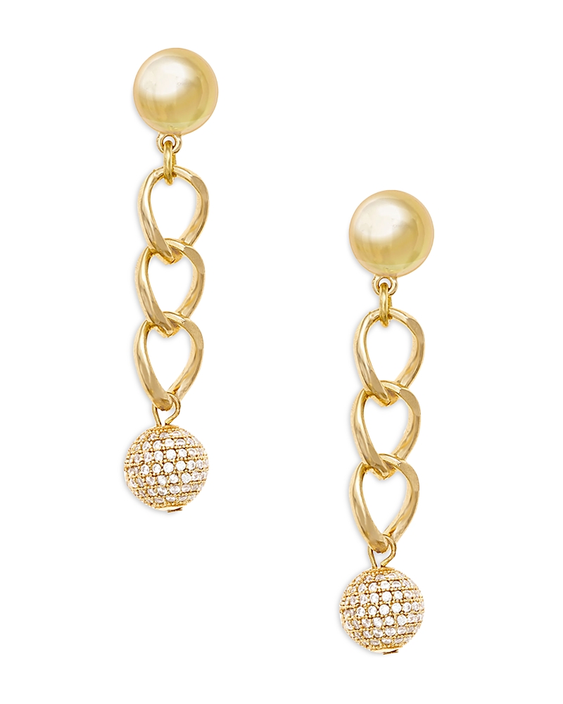 Ettika Gold Plated Chain Crystal Ball Drop Earrings In Gold