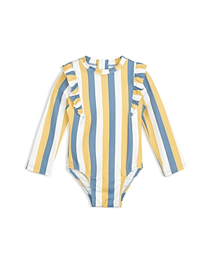 MILES THE LABEL MILES THE LABEL GIRLS' SUNNY STRIPES LONG SLEEVED ONE PIECE SWIMSUIT - BABY