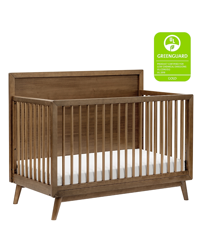 Babyletto Palma Mid-Century 4-in-1 Convertible Crib with Toddler Bed Conversion Kit - Natural Walnut