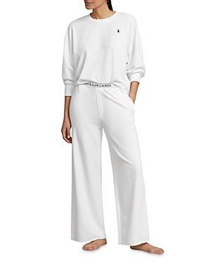 Shop Polo Ralph Lauren Sweatshirt & Wide Leg Pants Set In White Cloud