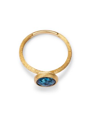 18K Yellow Gold Jaipur Color London Blue Topaz Stackable Ring