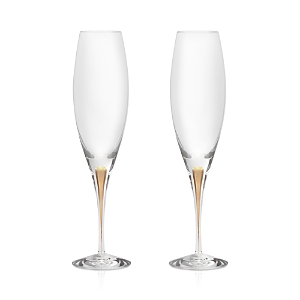 Orrefors Intermezzo Gold Champagne Glasses, Set Of 2 In Clear/gold