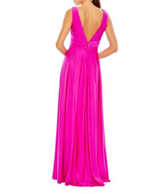 Jersey Plunge Neck Evening Gown