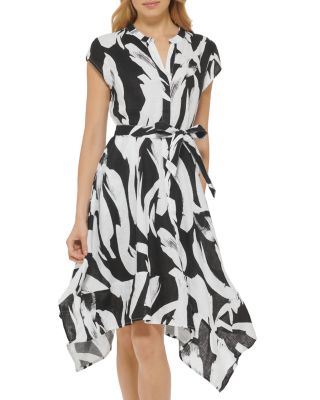 DKNY Linen Printed Cap Sleeve Dress | Bloomingdale's Women