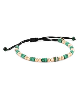 Alberto Milani Men's 18K Rose Gold, Diamond, Tsavorite & Malachite Beaded Bracelet