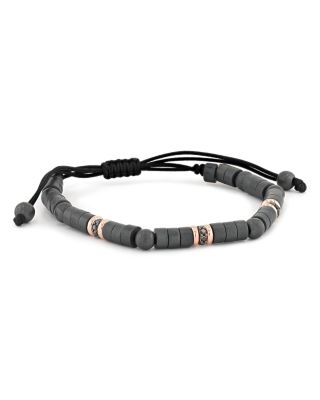 Alberto Milani Men's 18K Rose Gold, Hematite & Black Diamonds Beaded Bracelet