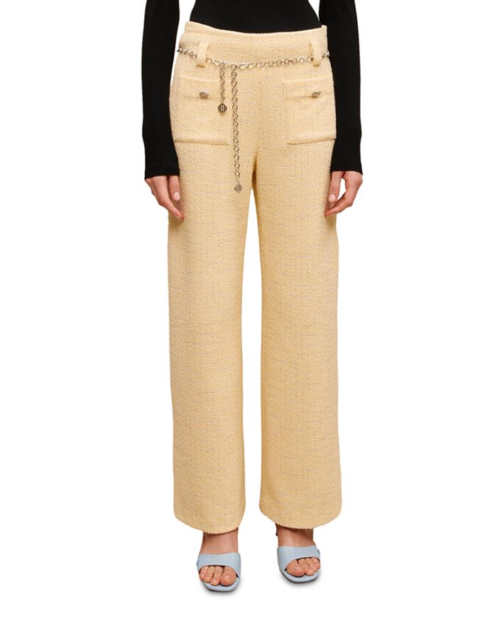 Maje Pillo Belted Tweed Pants | Bloomingdale's