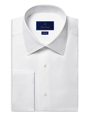 Shop David Donahue Trim Fit Horizontal Rib Formal Shirt In White