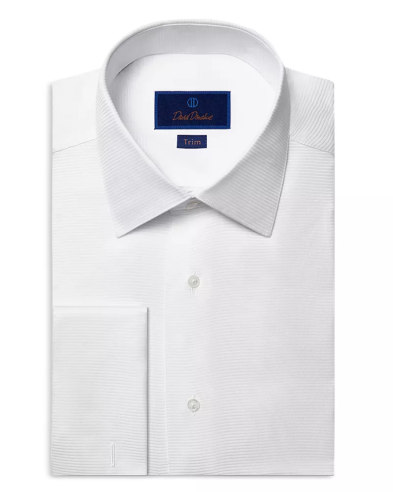 David Donahue Trim Fit Horizontal Rib Formal Shirt