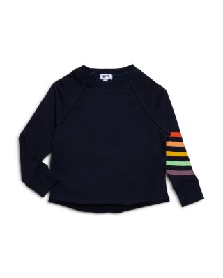 Worthy Threads - Girls Cropped Crew Neck with Rainbow Stripes - Little Kid, Big Kid