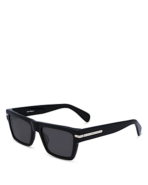 Ferragamo Classic Logo Rectangle Sunglasses, 54mm In Black/black Solid