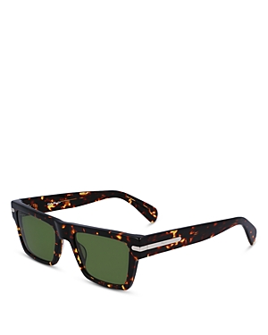 Shop Ferragamo Classic Logo Rectangle Sunglasses, 54mm In Tortoise/green Solid