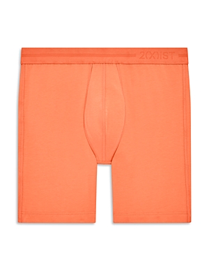 2(x)ist Dream Solid Mid Rise Boxer Briefs In Coral Chic