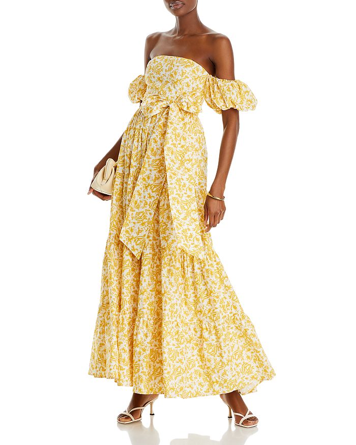AQUA Floral Off-the-Shoulder Maxi Dress - 100% Exclusive | Bloomingdale's