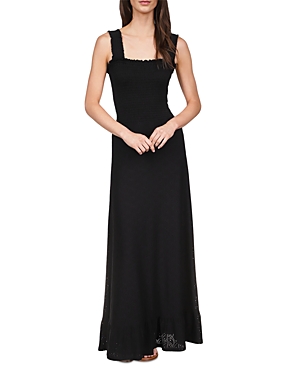 Michael Michael Kors Eyelet Smocked Maxi Dress In Black
