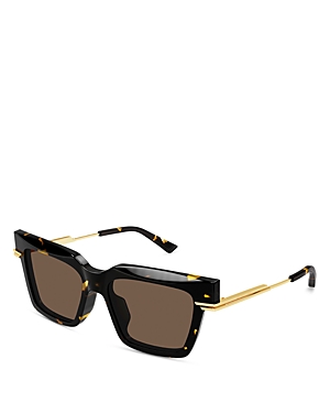 Bottega Veneta Combi Squared Sunglasses, 53mm In Brown/brown Solid
