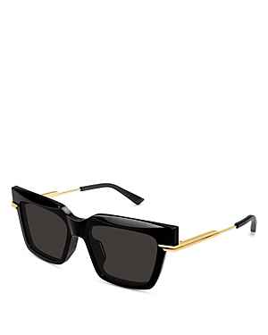 Shop Bottega Veneta Combi Squared Sunglasses, 53mm In Black/gray Solid