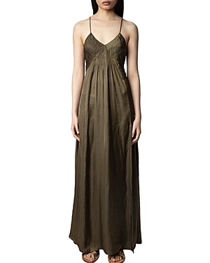 Zadig & Voltaire Open-back Satin Maxi Dress In Laurier