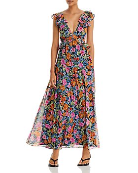 AQUA - Floral Print Maxi Dress