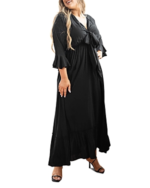 Dani Marie Nicole Tie Front Maxi Dress In Black