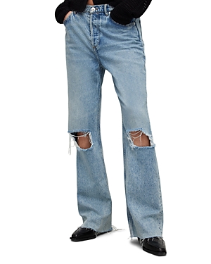 Allsaints Wendel Destroyed High Rise Jeans in Indigo Blue