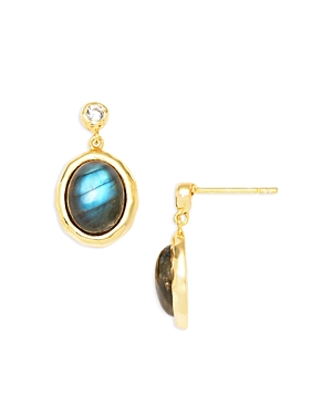 Argento Vivo Labradorite Drop Earrings In 18k Gold Plated Sterling Silver In Blue/gold
