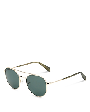Shop Rag & Bone Round Aviator Sunglasses, 51mm In Gold/green Solid