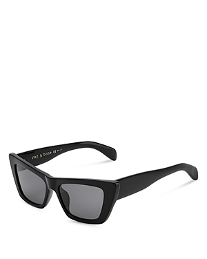 Shop Rag & Bone Cat Eye Sunglasses, 53mm In Black/gray Polarized Solid