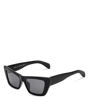 Rag & Bone 53mm Polarized Cat Eye Sunglasses In Black/gray Polarized Solid