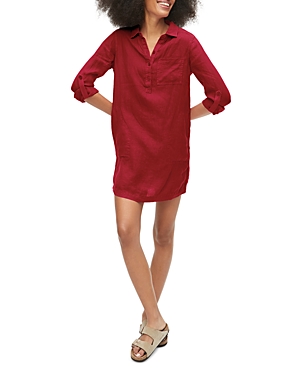 Michael Stars Eleanor Linen Popover Dress In Sangria