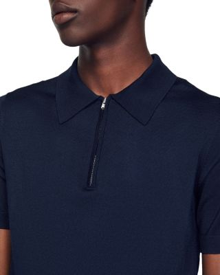 Knitted Polo Shirt with Zip Collar