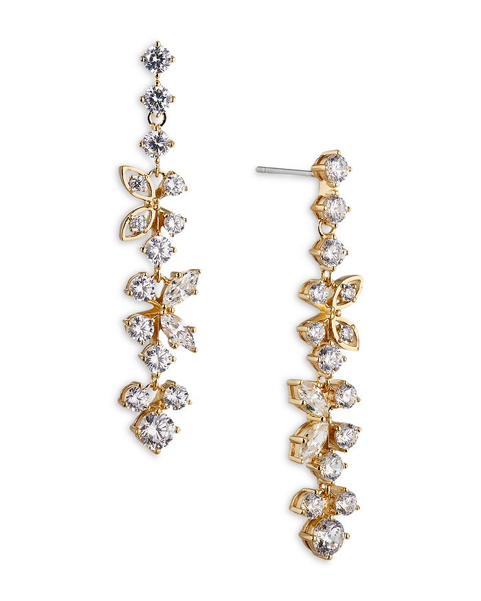 Nadri Flutter Cubic Zirconia Butterfly Linear Drop Earrings in 18K Gold