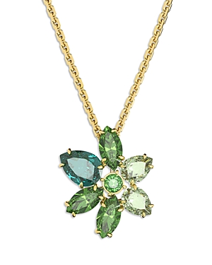 Shop Swarovski Gema Color Crystal Flower Pendant Necklace, 14.5 In Green/gold