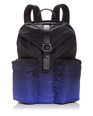 Shop Ferragamo Men's Ombre Nylon Backpack In Nero-lapis