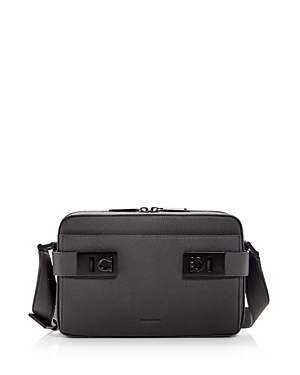 FERRAGAMO MEN'S GANCINI LEATHER CROSSBODY