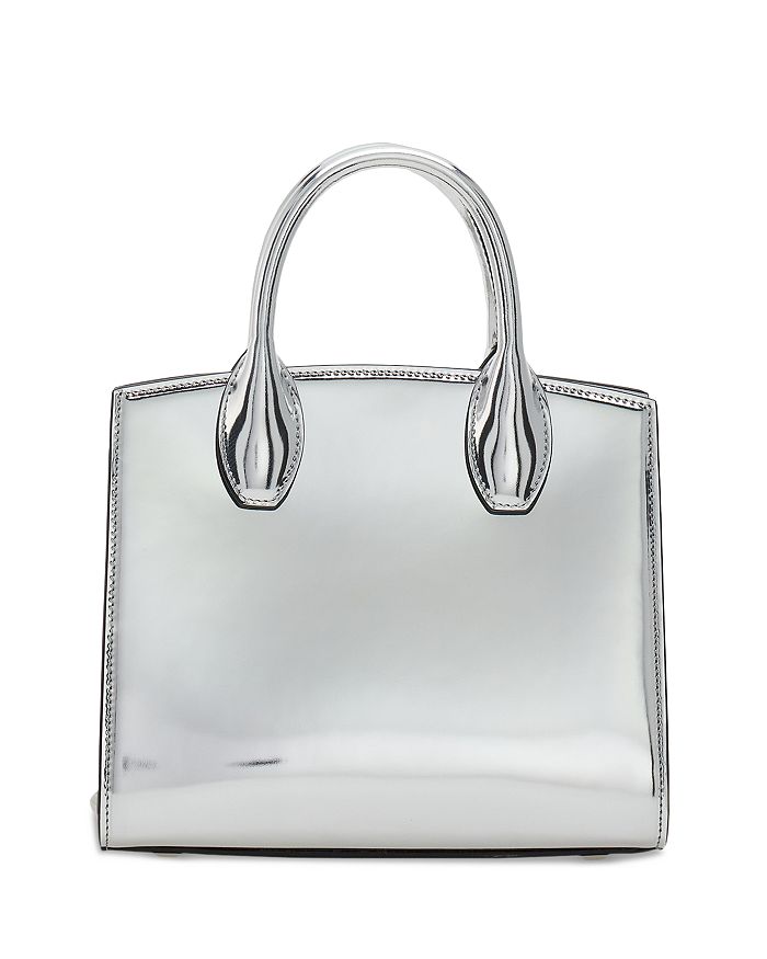 Shop Ferragamo Salvatore  Studio Box Mini Leather Top Handle Bag In Argento/silver
