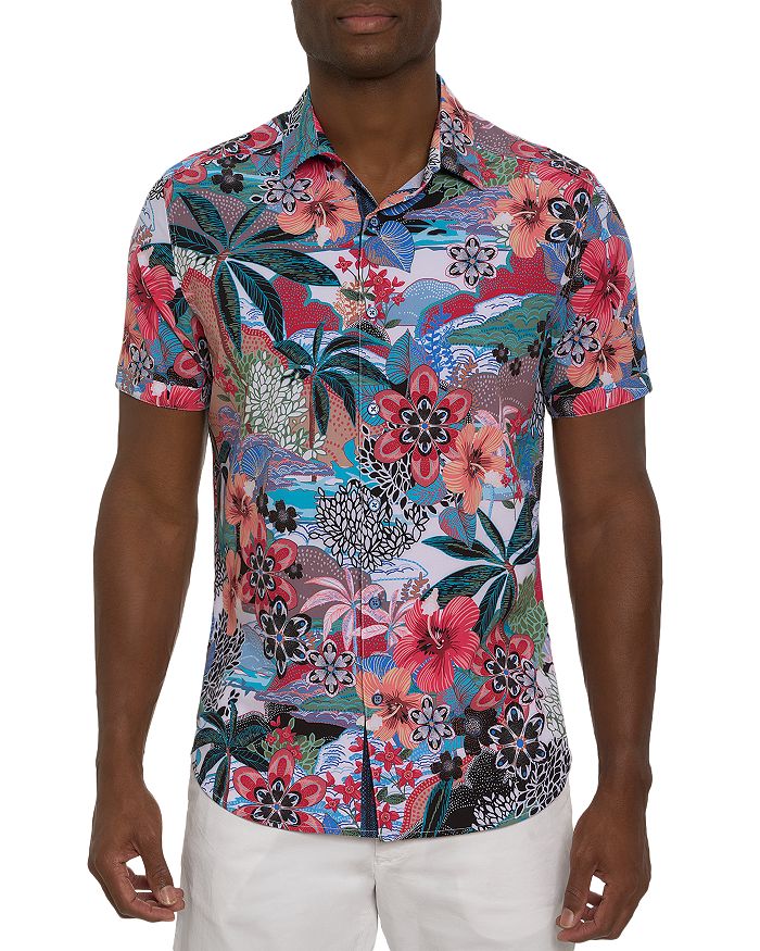 Robert Graham Pennisula Abstract Tropical Floral Print Classic Fit ...