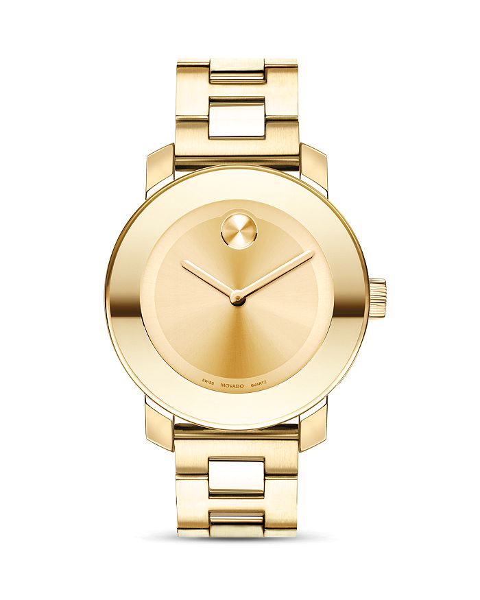 MOVADO BOLD MEDIUM YELLOW GOLD PLATED STAINLESS STEEL WATCH, 36MM,3600085