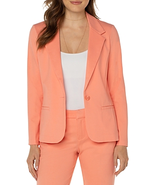 Shop Liverpool Los Angeles Fitted Ponte Blazer In Cantaloupe