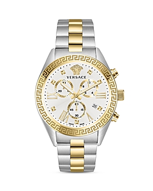 Shop Versace Greca Chronograph, 40mm In White/gold