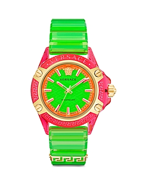Versace Men's Icon Active Silicone Strap Watch, 42mm In Green