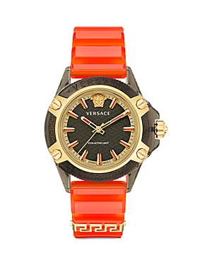 Shop Versace Icon Active Watch, 42mm In Black/orange